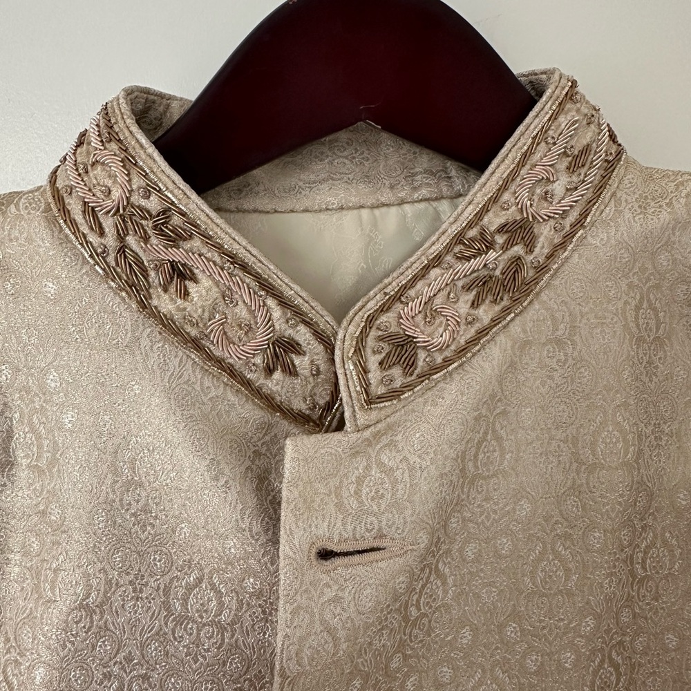 Elegant Cream Embroidered Sherwani